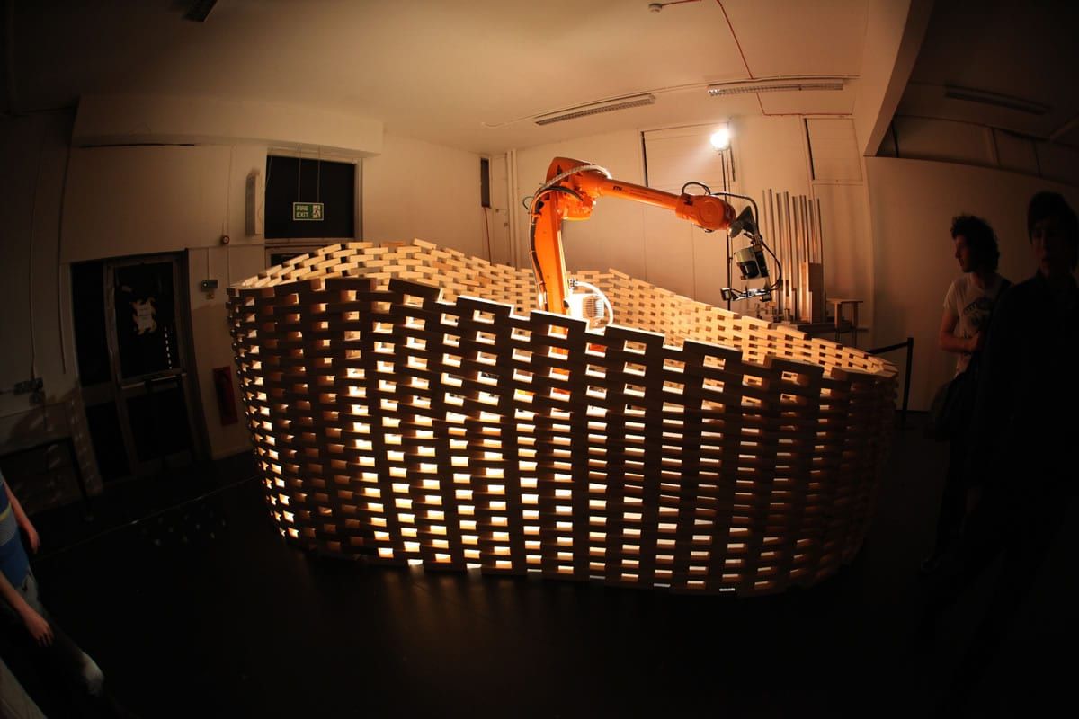 Robotic fabrication exhibit at FABRICATE 2011