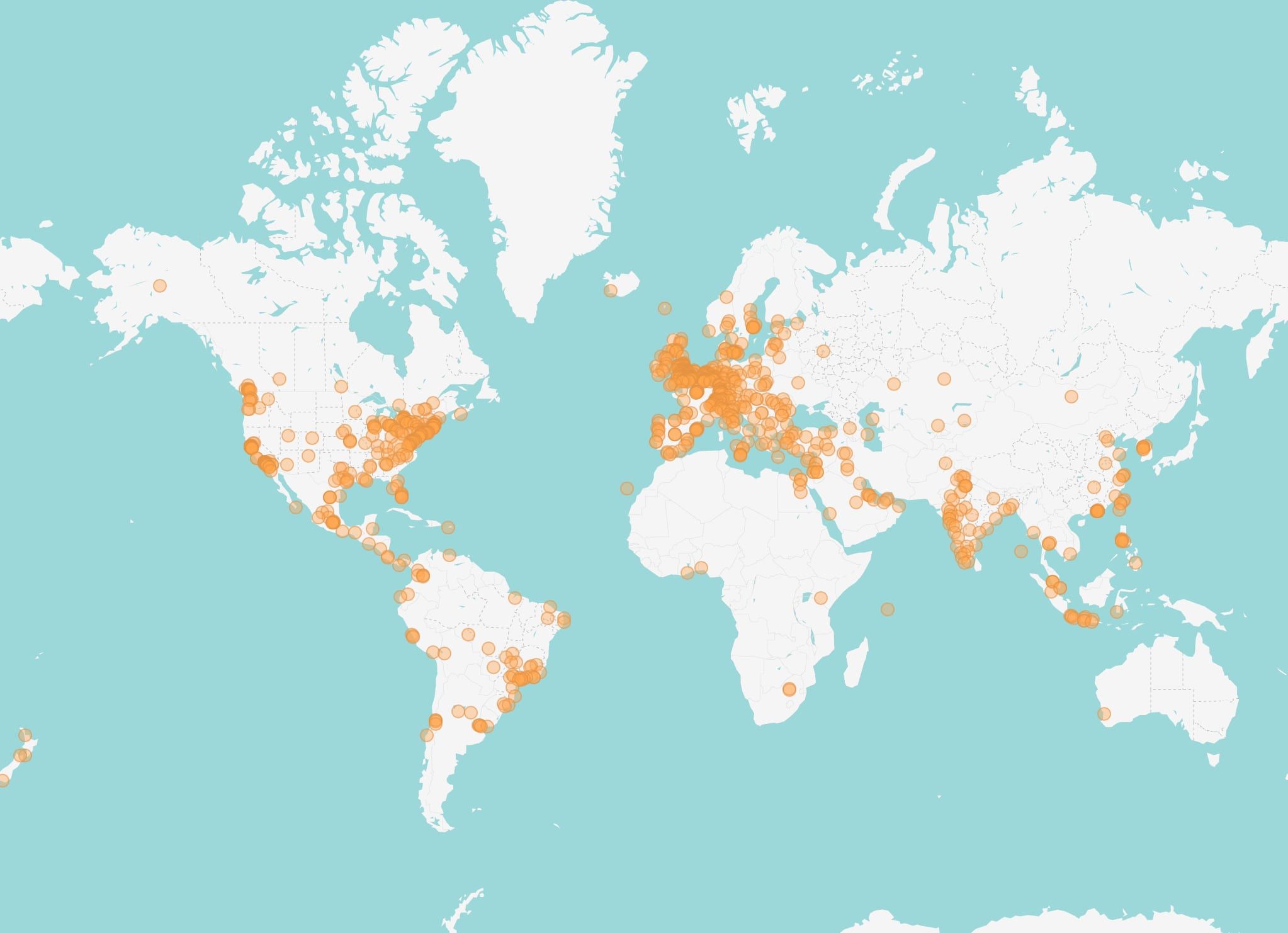 World map of where FABRICATE 2020 viewers watched from